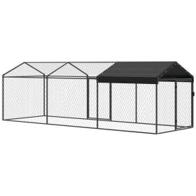 Large Metal Chicken Coop, Chicken Run with Waterproof & Anti-UV Cover for 3-5 Poultry, Outdoor Poultry Cage Rabbit Hutch