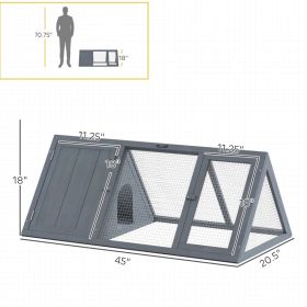 Wooden Guinea Pig Hutch With Run And Doors, Outdoor Triangle Bunny House For Rabbits,Duck And Chicken