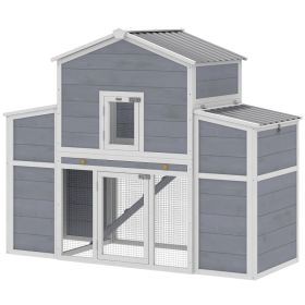 66.5" Large Chicken Coop, Wooden Chicken House with 2 Nesting Boxes, Sliding Tray & Ramp, for Backyard Farm