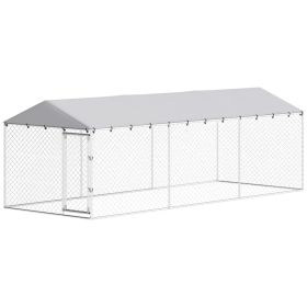 20 x 7.5 x 6.5 Dog Kennel Outdoor for Small Medium Large Dogs with Waterproof Roof, Silver