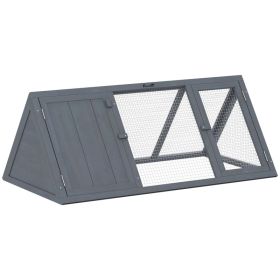Rabbit Hutch, Wooden Guinea Pig Hutch with Run and Doors, Outdoor Triangle Bunny House for Rabbits,Duck and Chicken