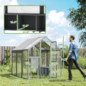 Large Wooden Chicken Run With Waterproof & Anti-UV Cover, For 6-8 Chickens, For Backyard, Farm, 5.5' X 6' X 6'