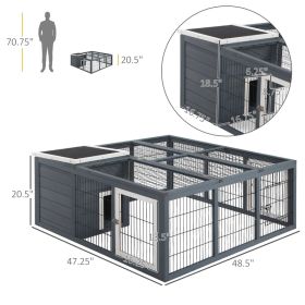 Rabbit Hutch, Waterproof Rabbit House For Small Animals, Gray