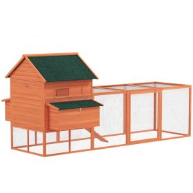 137" Wooden Chicken Coop for 4-6 Chickens, Backyard, Orange