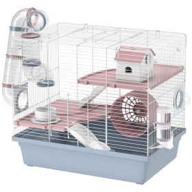 Hamster Cage, 3-Tier Small Animal Cage with Exercise Wheel, Food Bowl, Water Bottle, House, Tunnels, Ramps