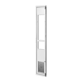 Dog Door for Sliding Glass Door, 75 7/8" to 80 11/16" Adjustable Height, Aluminum Alloy Frame with Flap, Lock Design, for Medium-Sized Dogs