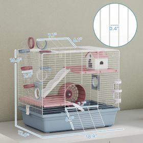 Cage, 3-Tier Small Animal Cage With Exercise Wheel, Food Bowl, Water Bottle, House, Tunnels, Ramps