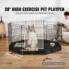 Dog Playpen, 8 Pcs 30"H x 24"W Panels Foldable Metal Pet Exercise Pen, Dog Fence Indoor and Outdoor Pen with Door, 600D Oxford Fabric Bottom Pad