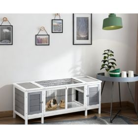 Pet House With Pull-Out Tray, And Divided Board For Indoor, White