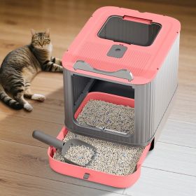 Elevated Leak Proof Elf Pink Cat Litter Box, Made Of Sturdy And Durable Materials, Also Suitable For Multi Cat Households (Option: Defaulttitle)