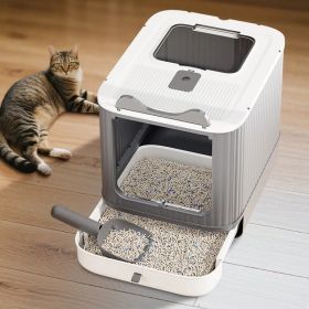 Elevated Leak Proof Elf White Cat Litter Box, Made Of Sturdy And Durable Materials, Also Suitable For Multi Cat Households (Option: Defaulttitle)