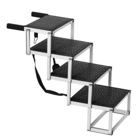 Dog Stair for Cars, Wide 4-step Dog Car Steps, Folding Dog Car Ramp with Nonslip Surface, Portable Pet Steps Lightweight Aluminum for Car (Default: Default)